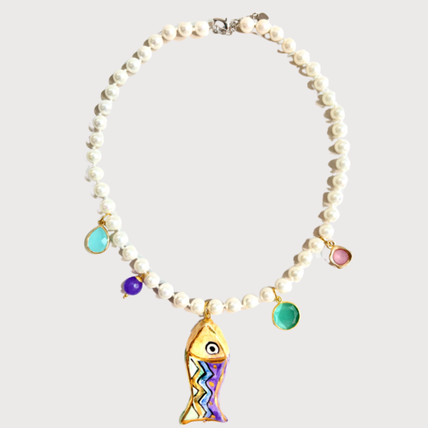 Collar Perlas Pez Morado